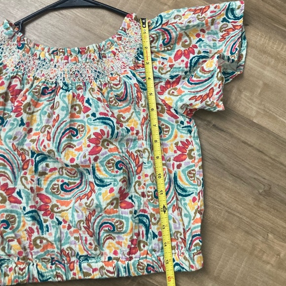 [Marine Layer] NWOT Nora Smocked Multi Paisley Cotton Crop Top XS - Picture 5 of 10